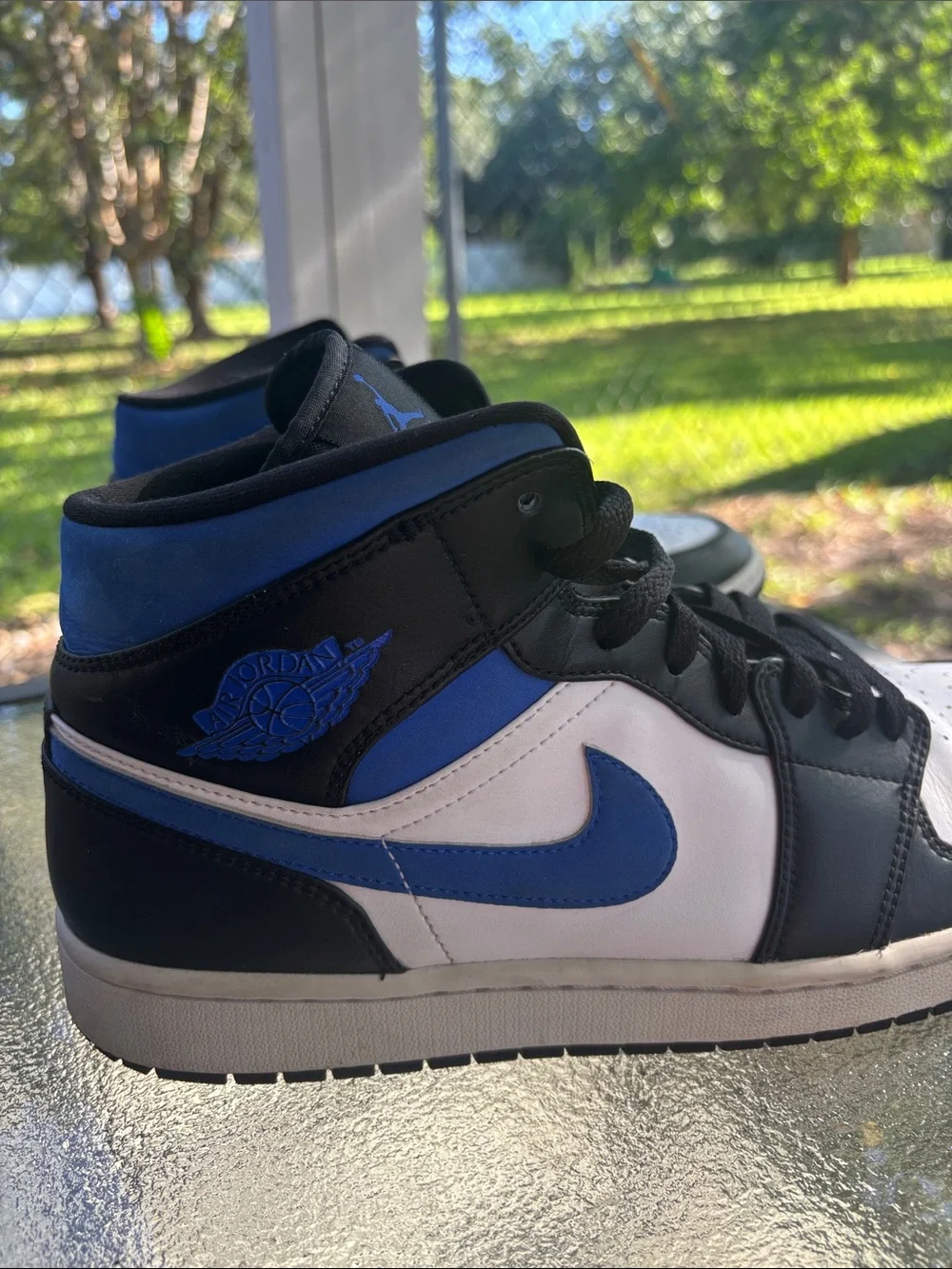Air Jordan 1 Mid Racer Blue Black White Men’s Size 12 554724-140